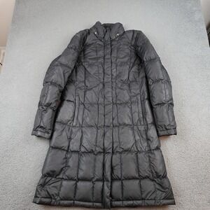 The North Face Coat Womens Large Black 550 Down Long Quilted Puffer Zip Warm